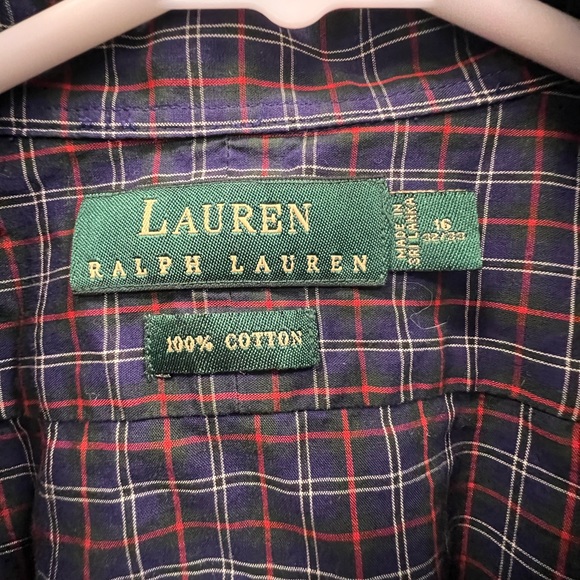 Lauren Ralph Lauren Men Dress Shirt Size 16, 32/33 Multicolor Plaid 100% Cotton - Picture 3 of 8